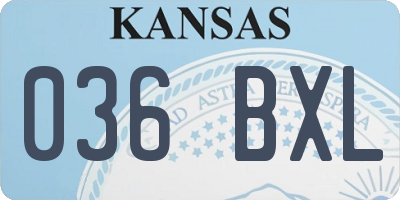 KS license plate 036BXL
