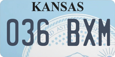 KS license plate 036BXM