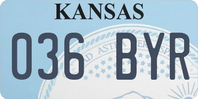 KS license plate 036BYR