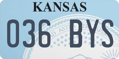 KS license plate 036BYS