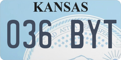 KS license plate 036BYT