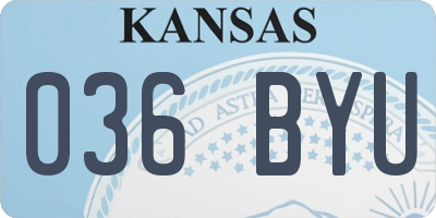 KS license plate 036BYU