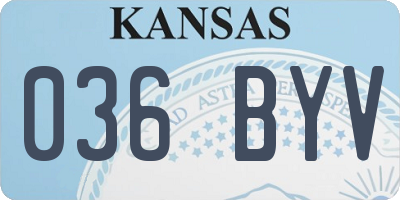 KS license plate 036BYV