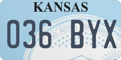 KS license plate 036BYX