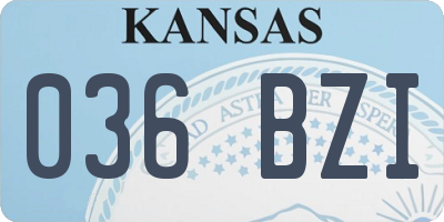 KS license plate 036BZI