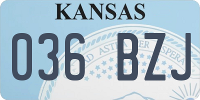 KS license plate 036BZJ