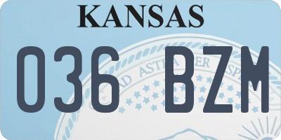 KS license plate 036BZM