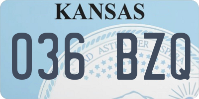 KS license plate 036BZQ