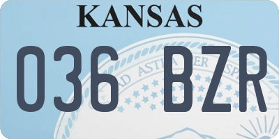 KS license plate 036BZR