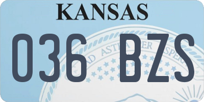 KS license plate 036BZS