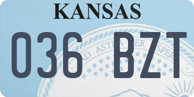 KS license plate 036BZT