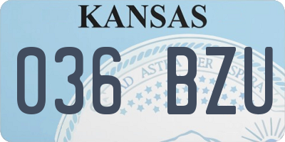 KS license plate 036BZU