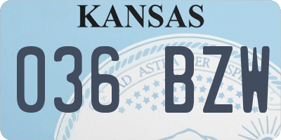 KS license plate 036BZW