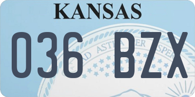 KS license plate 036BZX