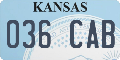 KS license plate 036CAB