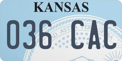 KS license plate 036CAC