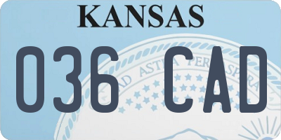 KS license plate 036CAD
