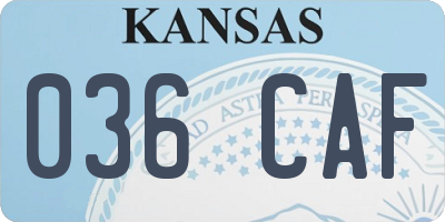 KS license plate 036CAF