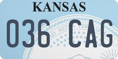 KS license plate 036CAG