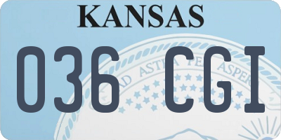 KS license plate 036CGI