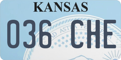 KS license plate 036CHE