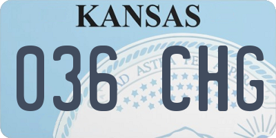 KS license plate 036CHG