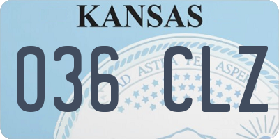 KS license plate 036CLZ