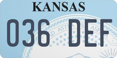 KS license plate 036DEF
