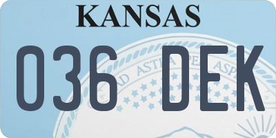 KS license plate 036DEK