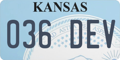 KS license plate 036DEV