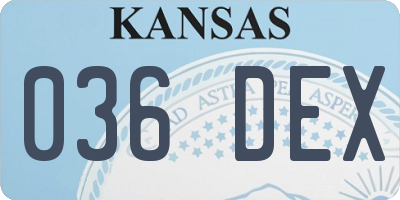 KS license plate 036DEX
