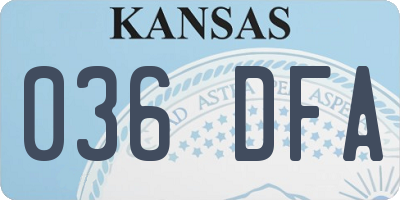 KS license plate 036DFA