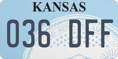 KS license plate 036DFF