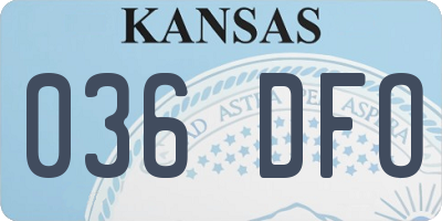 KS license plate 036DFO
