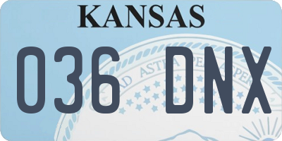KS license plate 036DNX