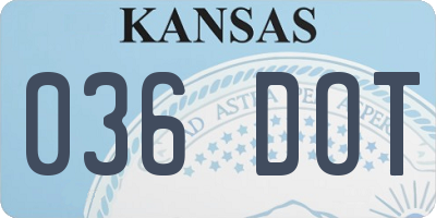 KS license plate 036DOT