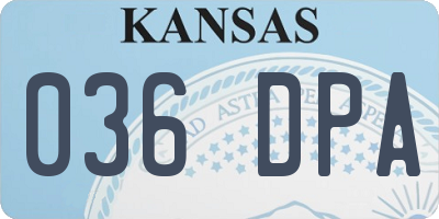 KS license plate 036DPA