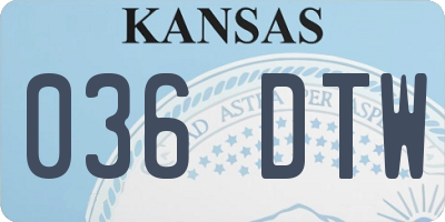 KS license plate 036DTW