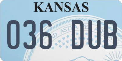 KS license plate 036DUB