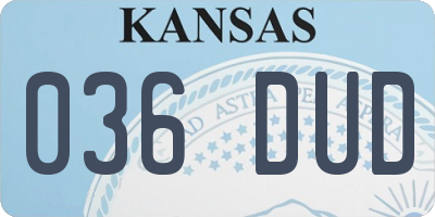 KS license plate 036DUD