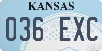KS license plate 036EXC