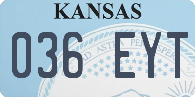 KS license plate 036EYT