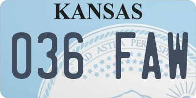 KS license plate 036FAW