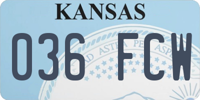 KS license plate 036FCW