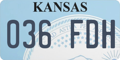 KS license plate 036FDH