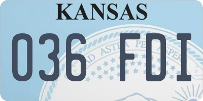 KS license plate 036FDI
