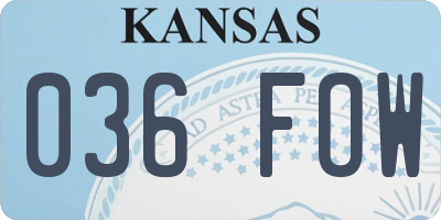 KS license plate 036FOW