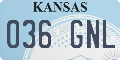 KS license plate 036GNL