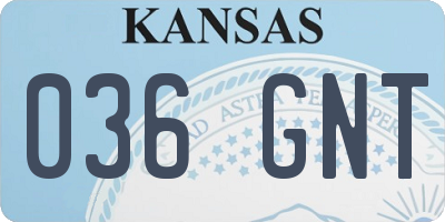 KS license plate 036GNT