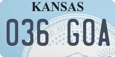KS license plate 036GOA